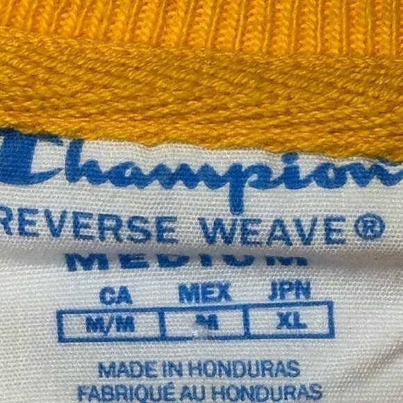Champion Reverse Weave sweatshirt men's size M yellow-gold large script logo - Picture 3 of 7